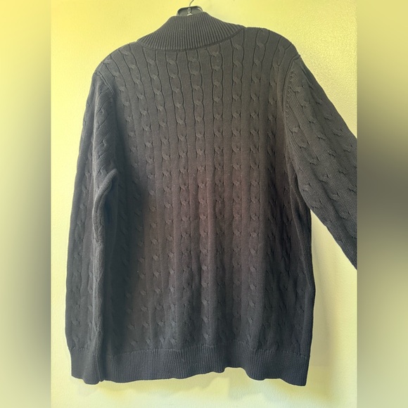 Ralph Lauren Black Cable Knit V-Neck Pullover Sweater - Picture 8 of 14